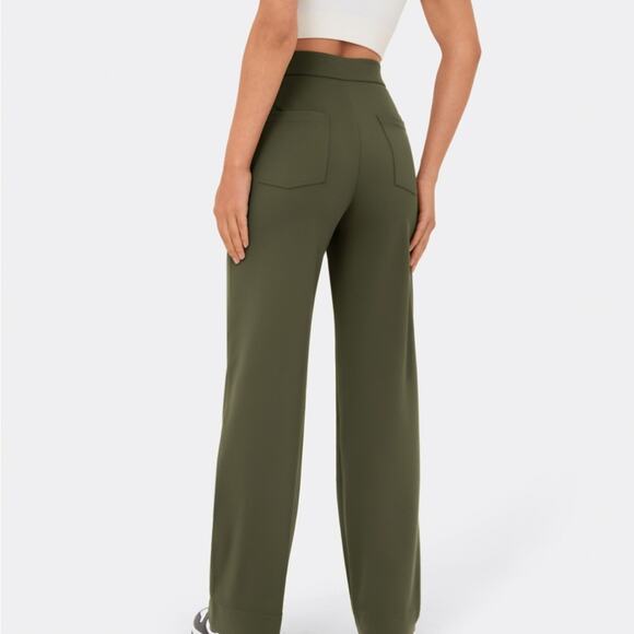 Halara Brand High Waisted Button Multiple Pocket Straight Leg Pants NWT L Petite - Picture 3 of 5